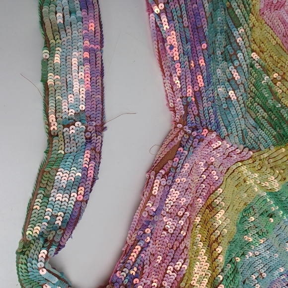 Show Me Your MuMu Rainbow Stripe Sequins Dress Size XXL Women Party Long Sleeve - Picture 9 of 16